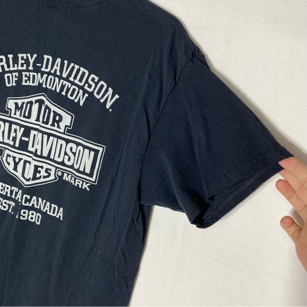 Harley-Davidson Edmonton Alberta Canada Black Blue Purple Graphic T-Shirt L - Picture 11 of 13